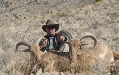 Jesse Shuck with two rams that were harvested in southern NM. His was 19" & his father in-law's was 25".