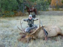 Scott Mabray with the elk he harvested on the Humphries. Nice bull Scott!