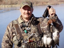 Lance Cherry with his two favorite ducks, a canvasback and redhead at La Joya WMA.