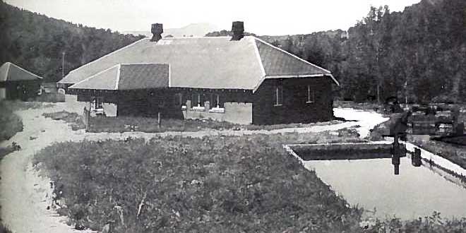 Lisbosa Springs Hatchery, the state's first, as it appeared in 1921 when it was built. At the time, it was considered a model hatchery. New Mexico Wildlife, NMDGF