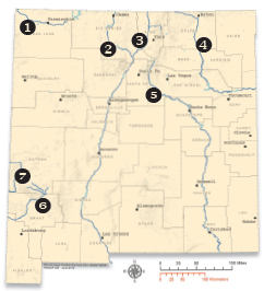 Kids Tracks - Name the Rivers, New Mexico state map. New Mexico Wildlife magazine Winter 2018 Vol61, Num1, New Mexico Department of Game and Fish.